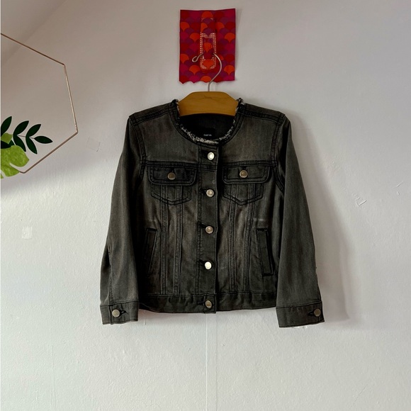 GAP 1969 Kids XS denim jacket grey/black distressed 7/8 buttons fall back2school - Picture 13 of 14